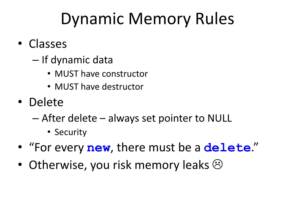dynamic memory rules