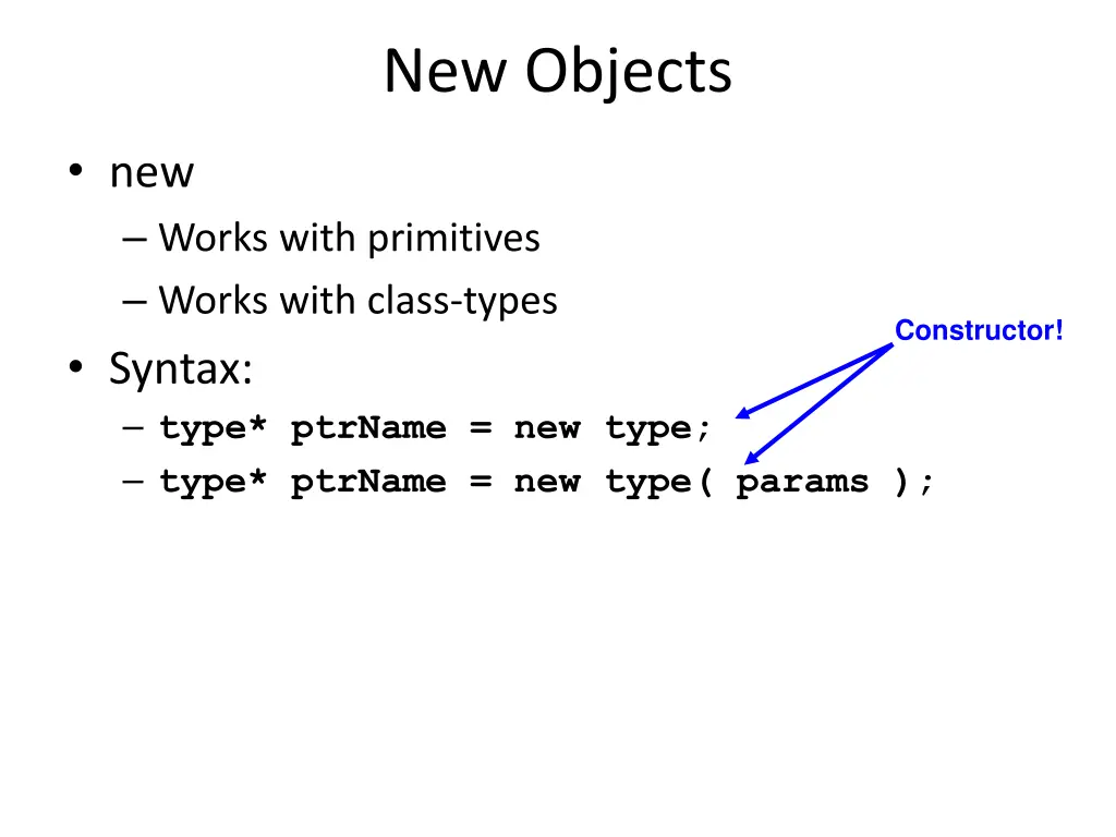 new objects