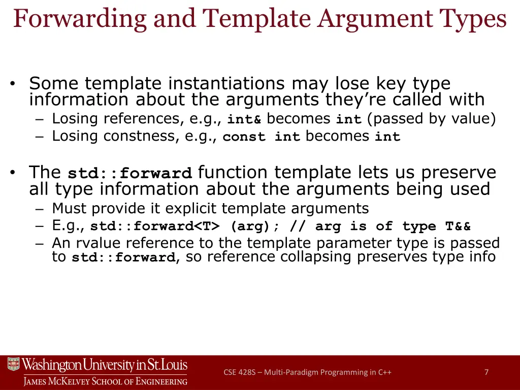 forwarding and template argument types