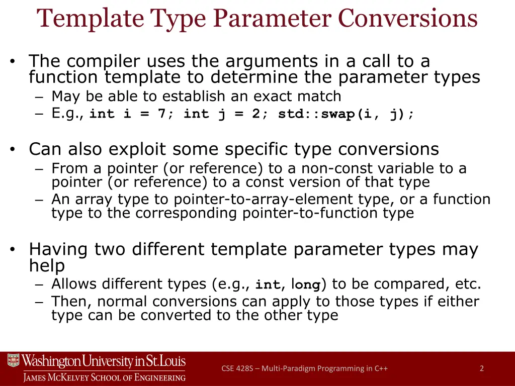 template type parameter conversions