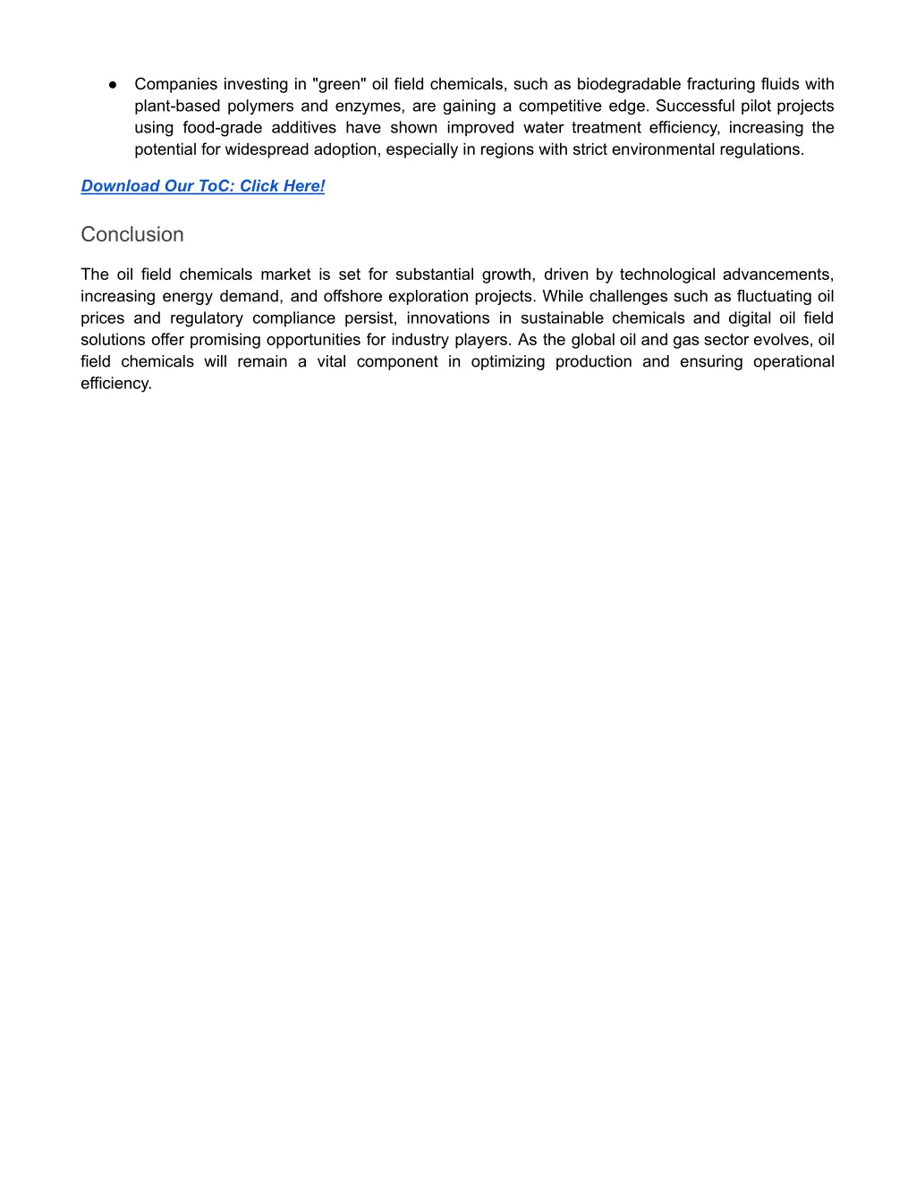 companies investing in green oil field chemicals