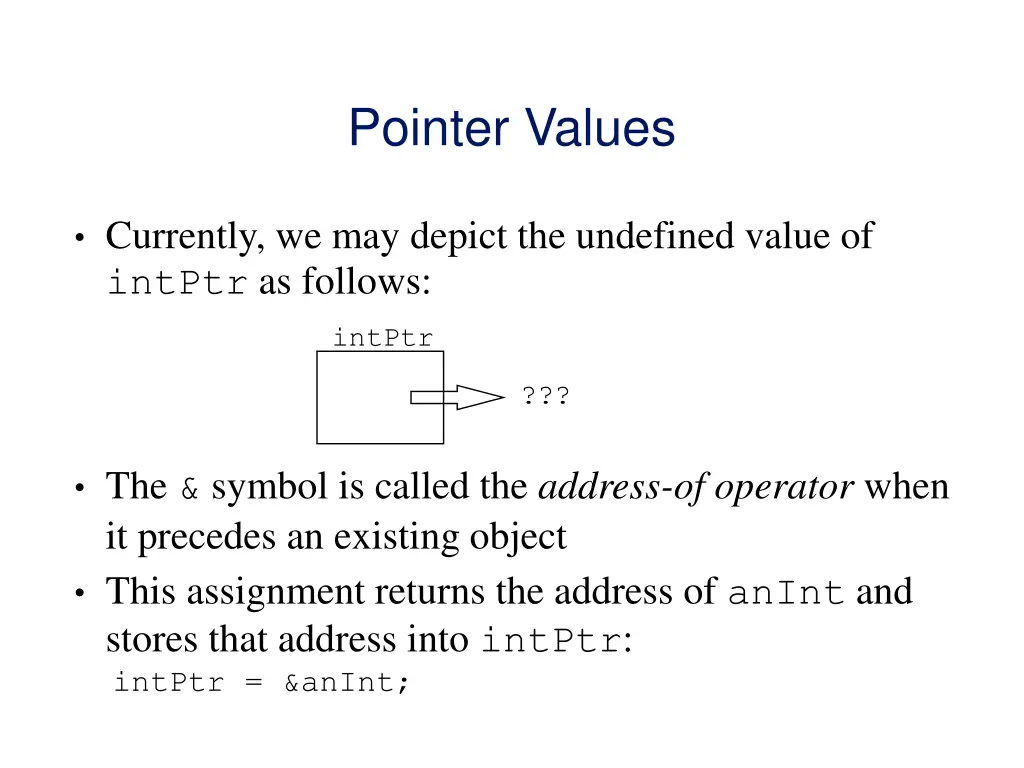 pointer values