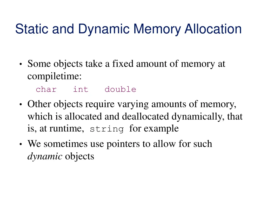static and dynamic memory allocation