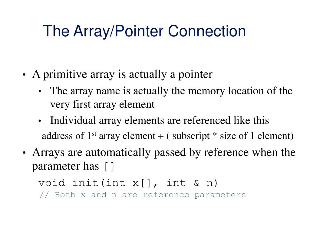 the array pointer connection