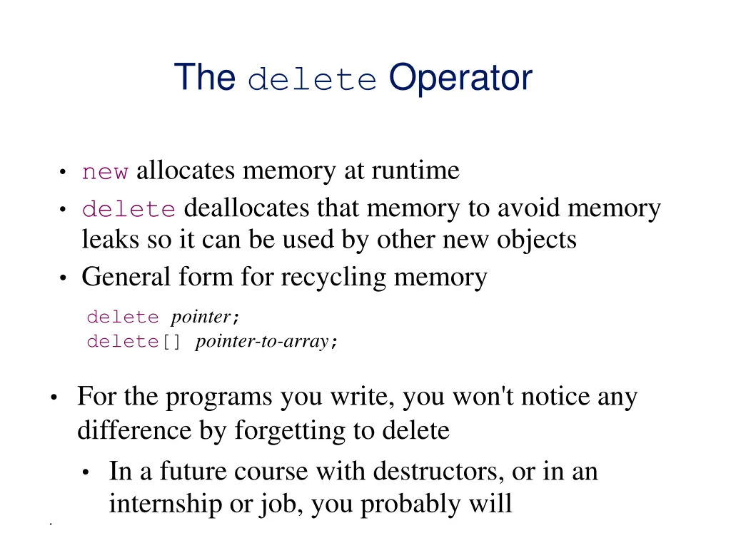 the delete operator
