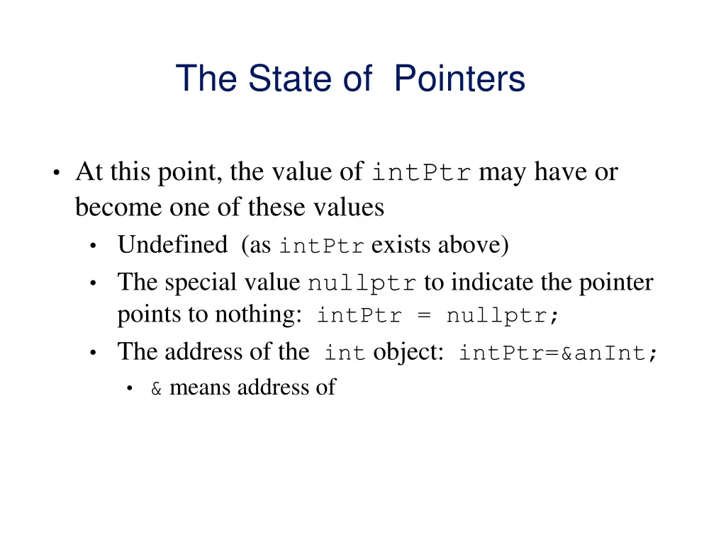 the state of pointers