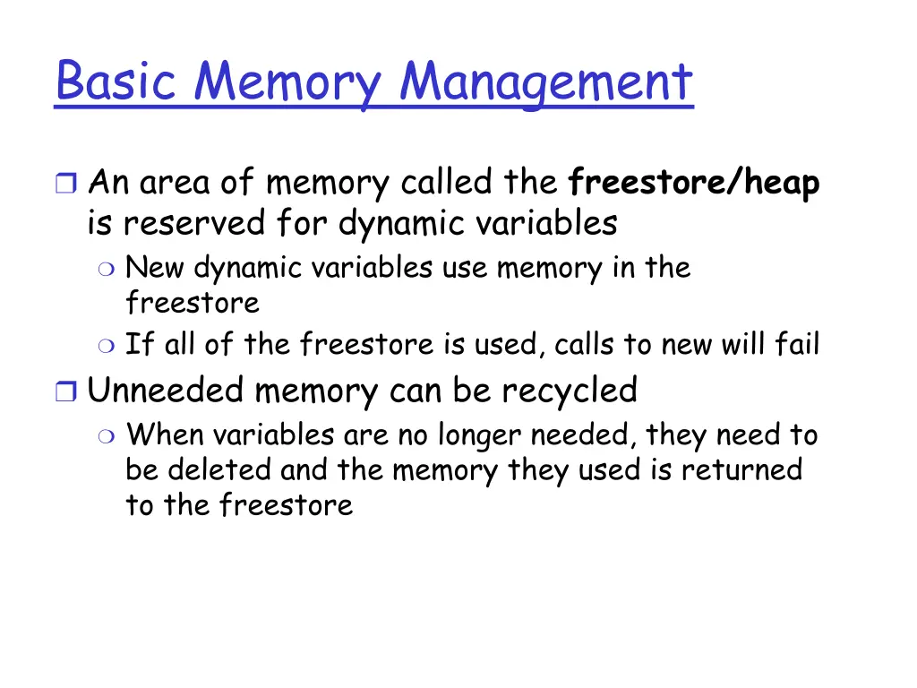 basic memory management