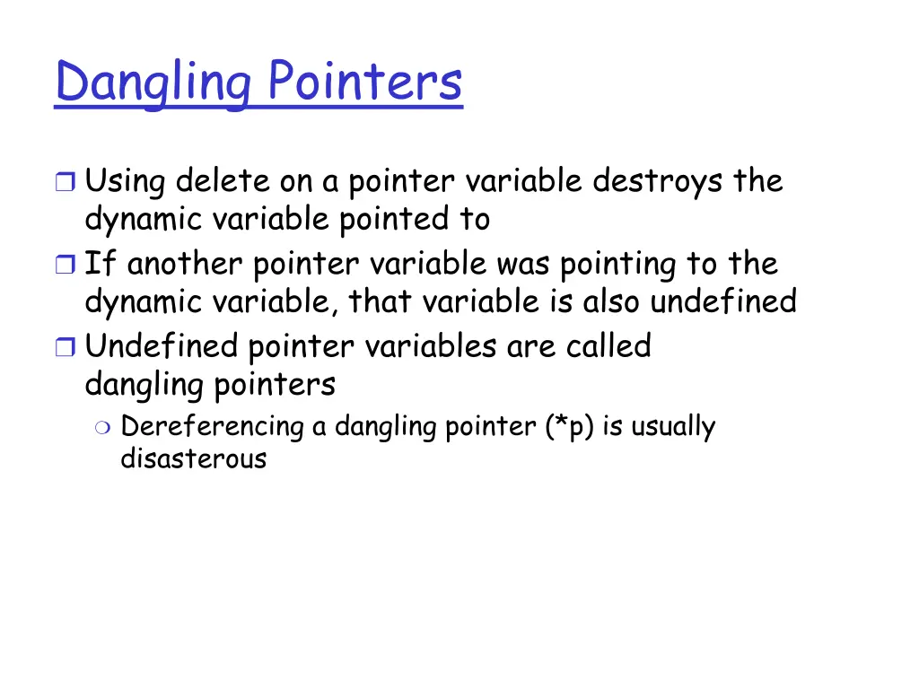 dangling pointers