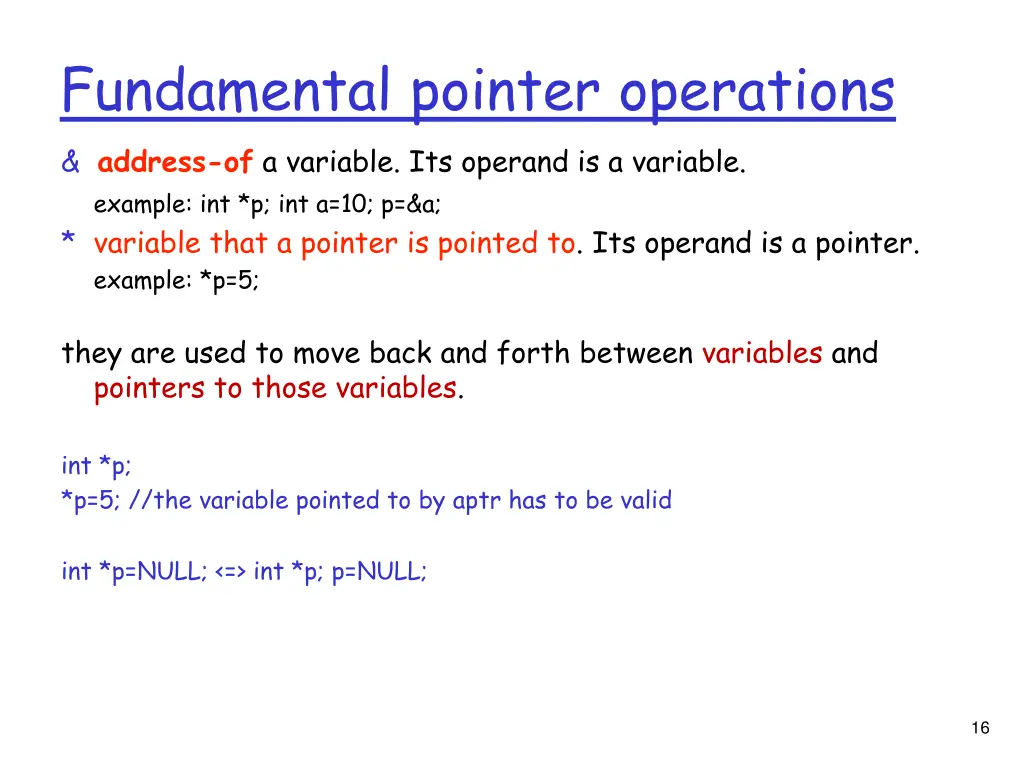 fundamental pointer operations address