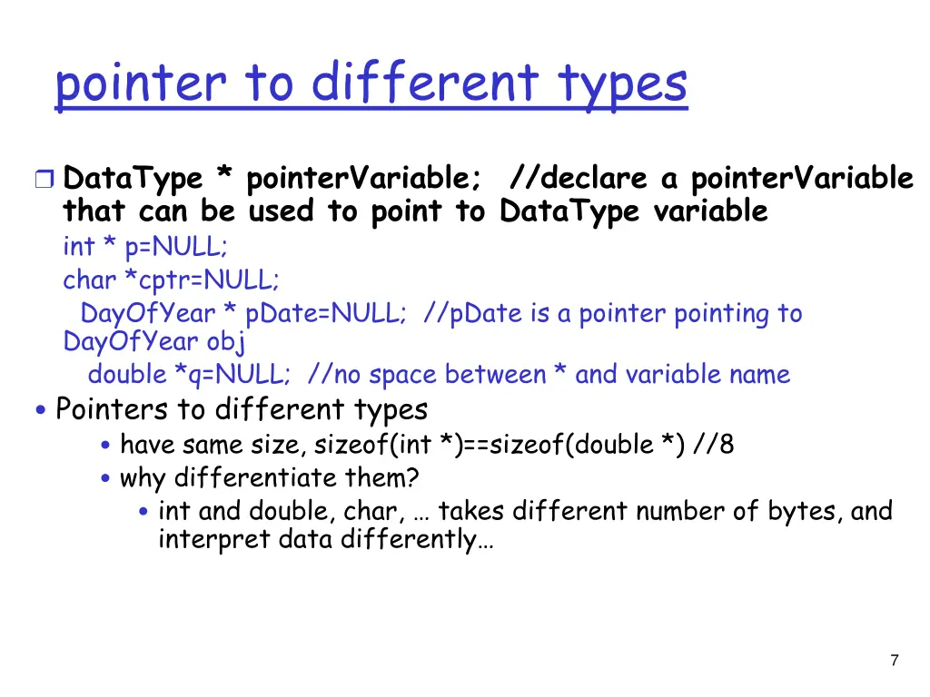 pointer to different types