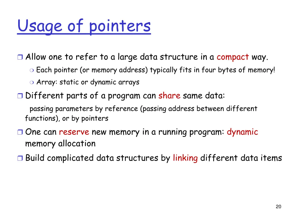 usage of pointers