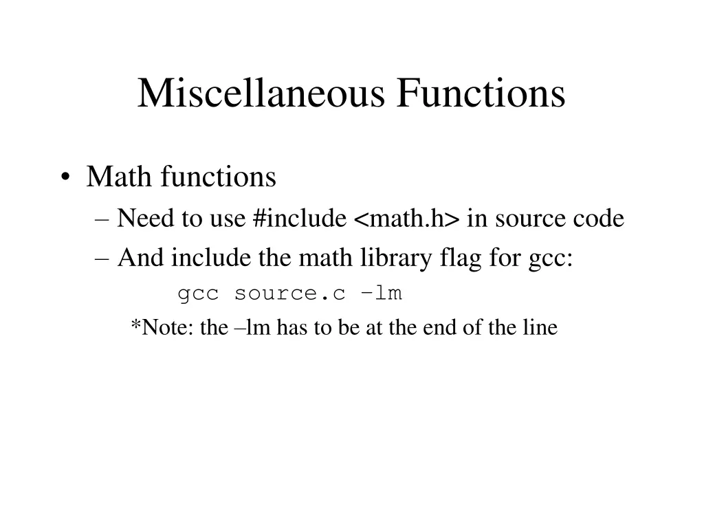 miscellaneous functions 2