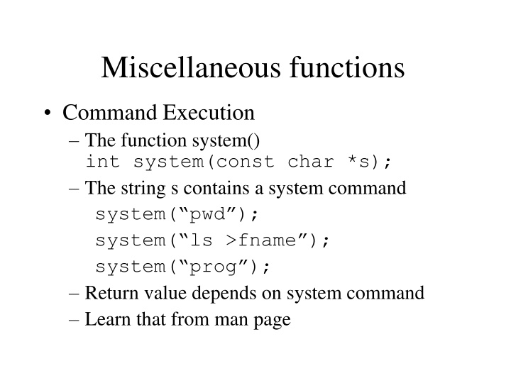 miscellaneous functions