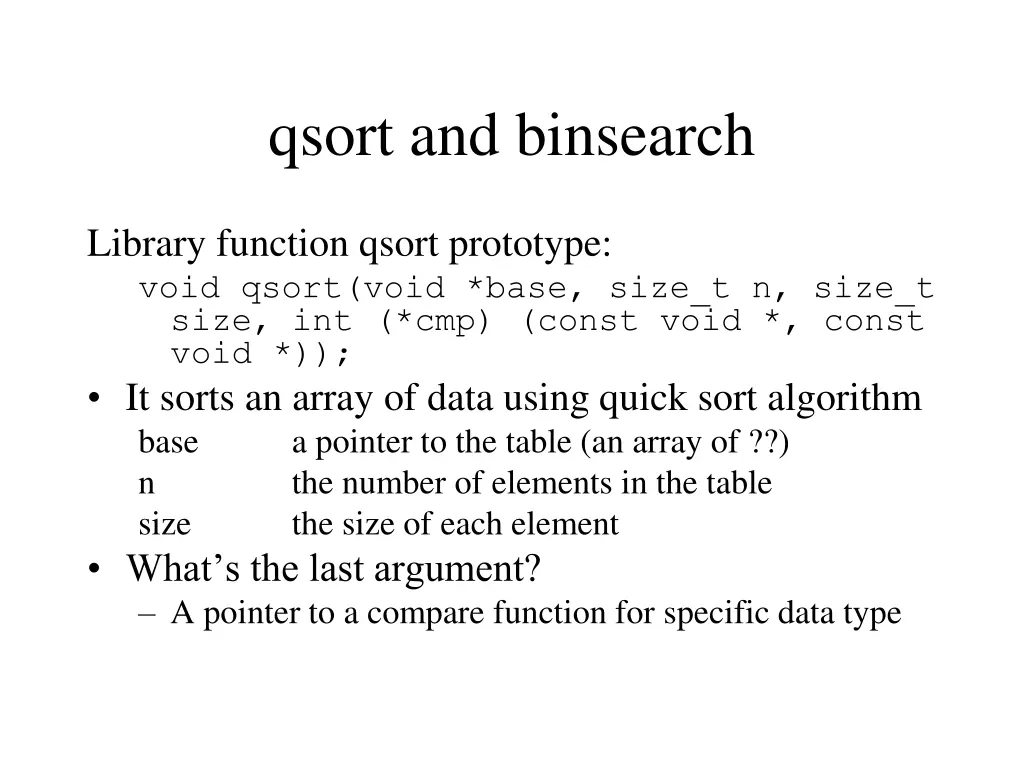 qsort and binsearch