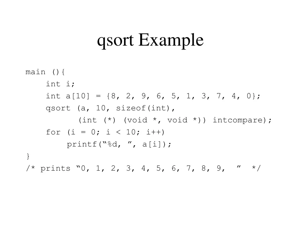 qsort example 1