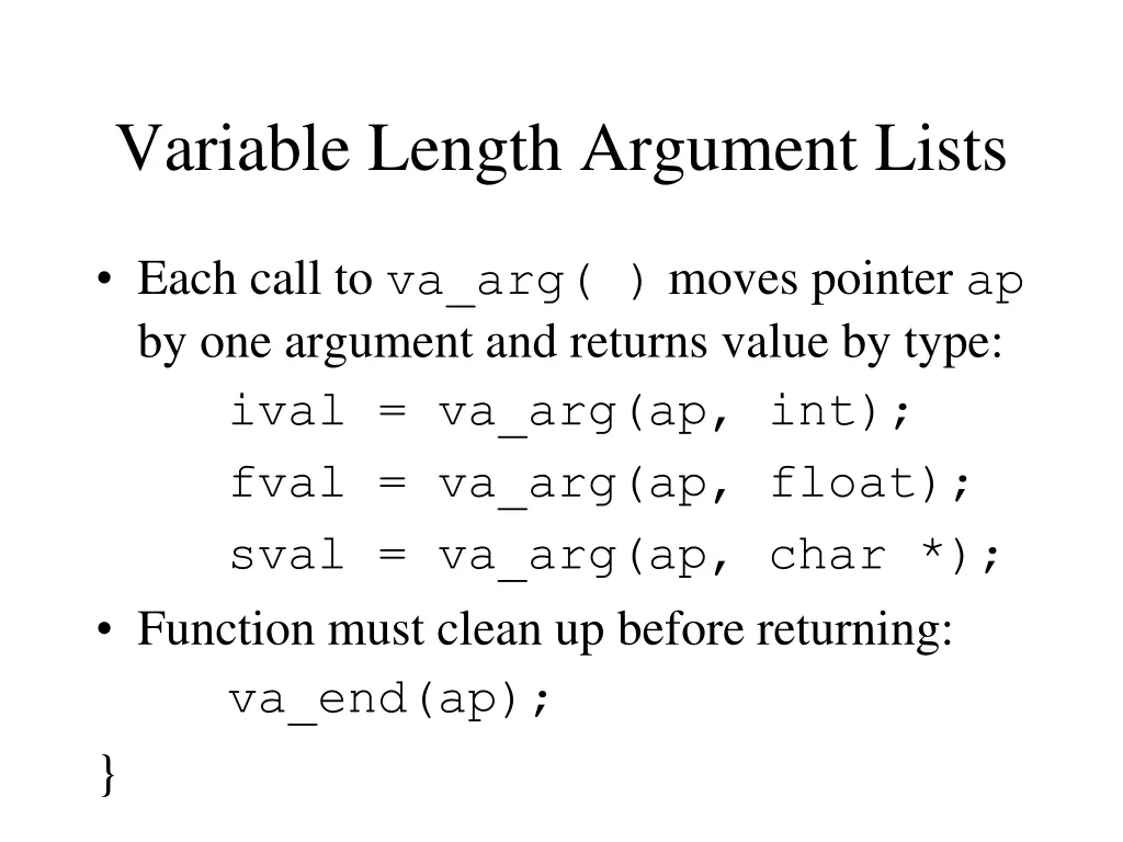 variable length argument lists 1
