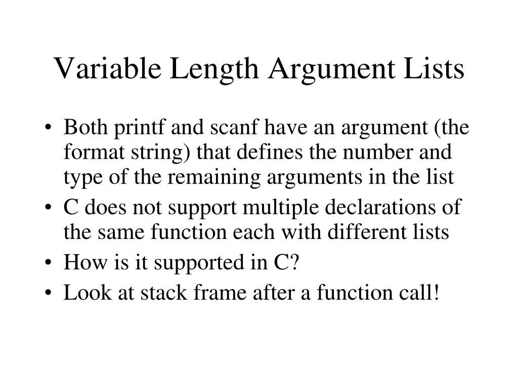 variable length argument lists