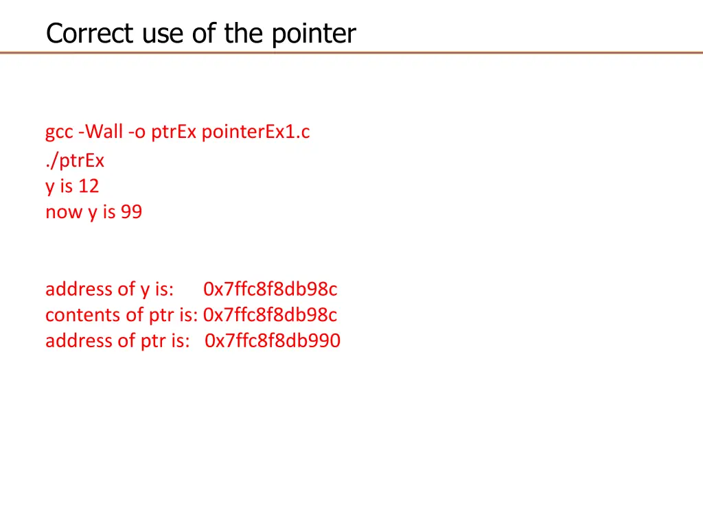correct use of the pointer 1