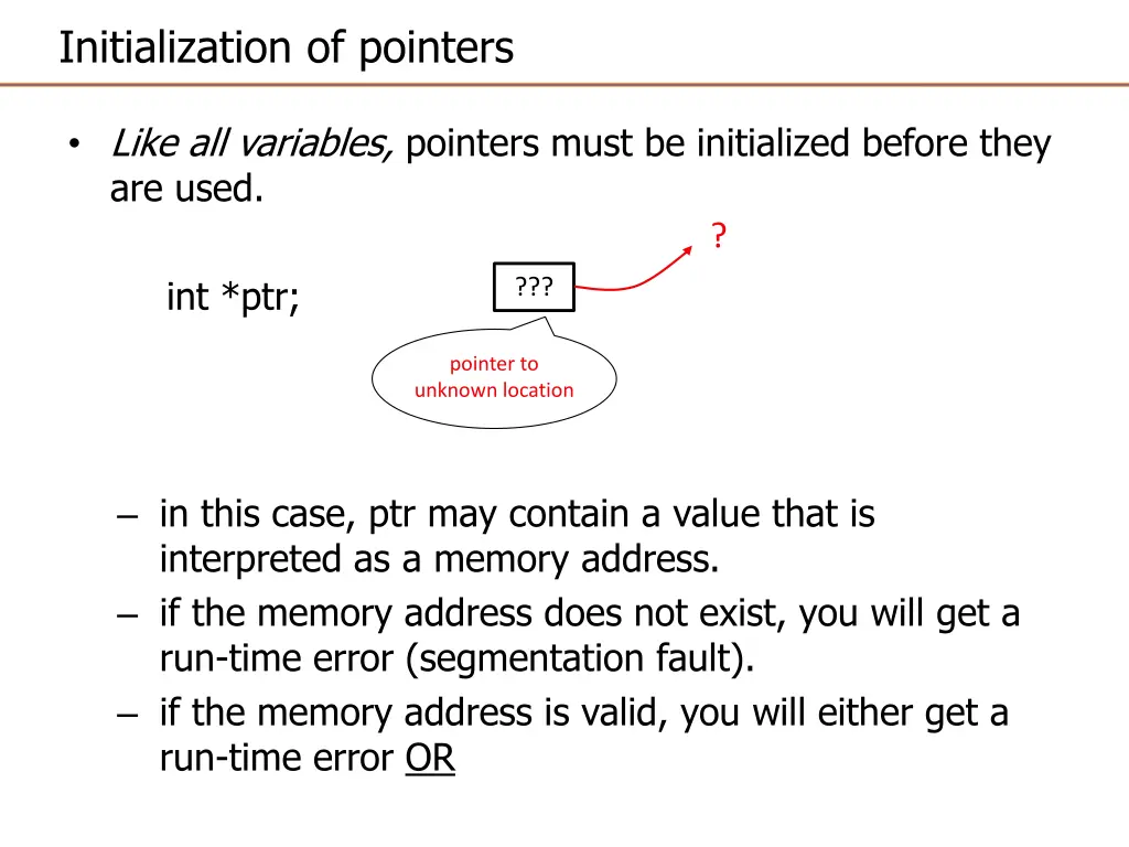 initialization of pointers