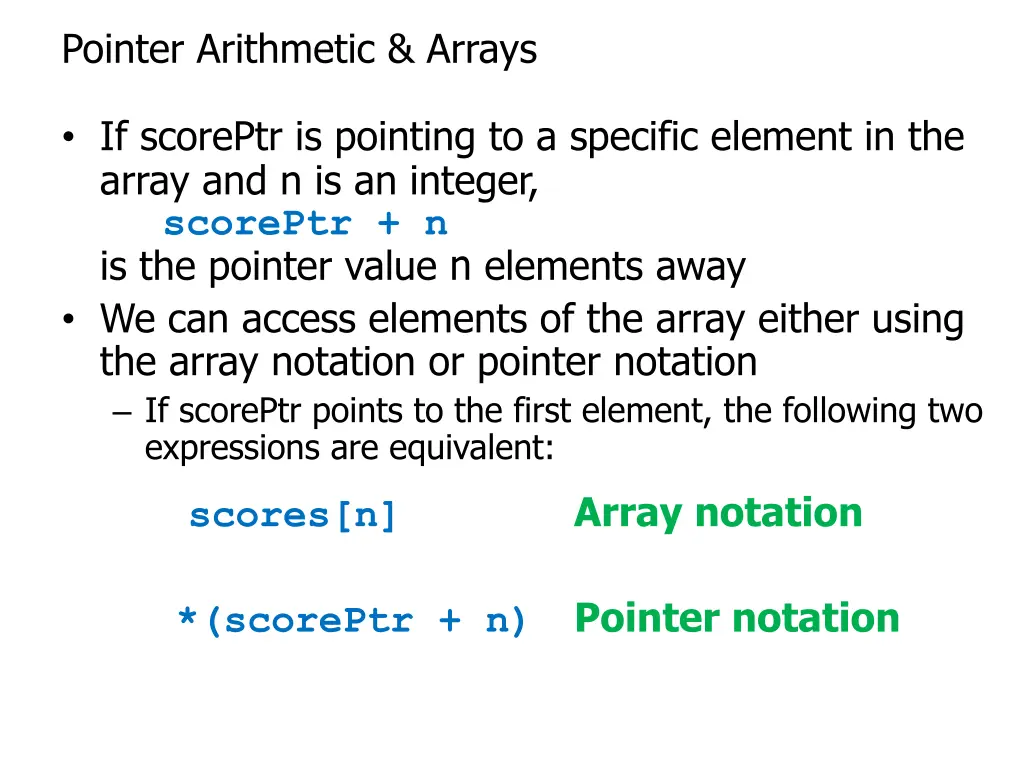 pointer arithmetic arrays pointer arithmetic