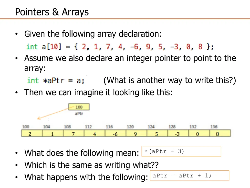 pointers arrays 1