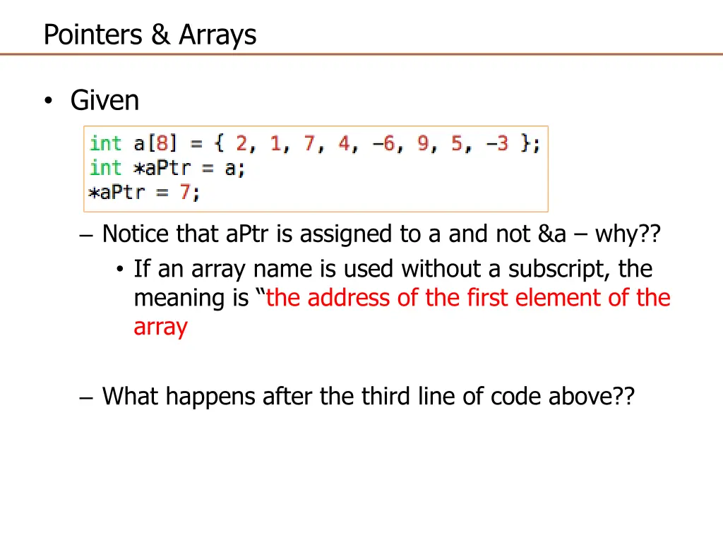 pointers arrays