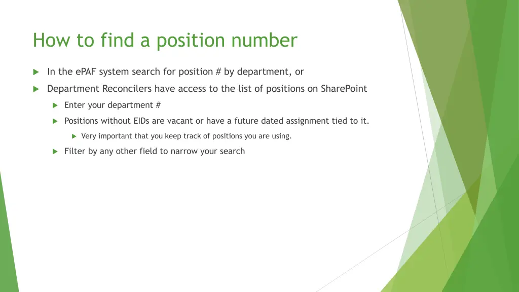 how to find a position number