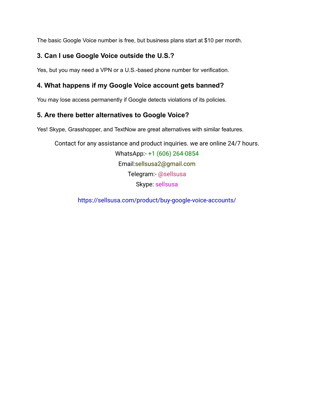 the basic google voice number is free