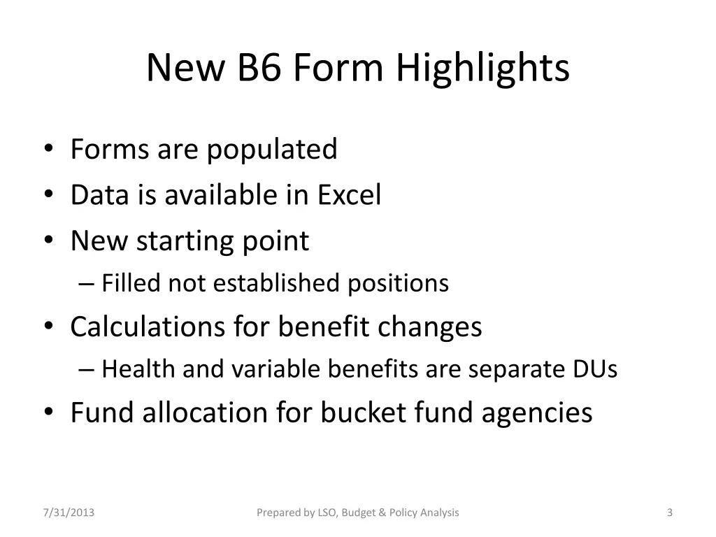 new b6 form highlights