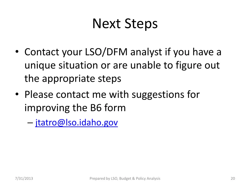 next steps