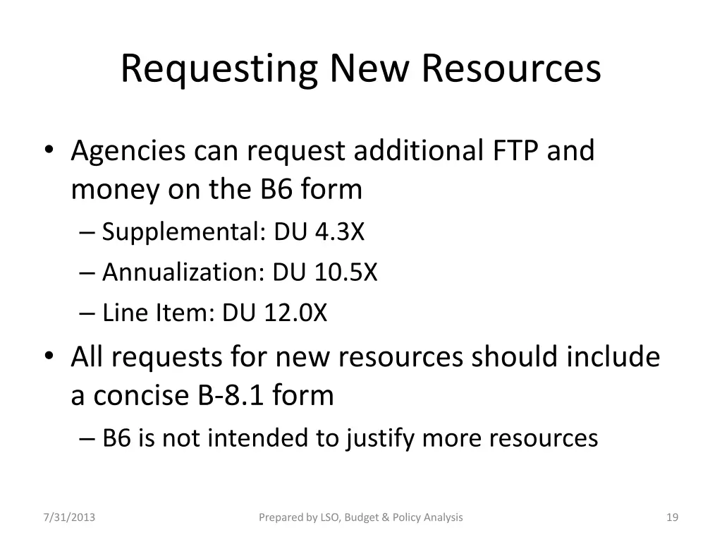 requesting new resources
