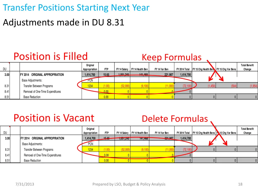 transfer positions starting next year adjustments