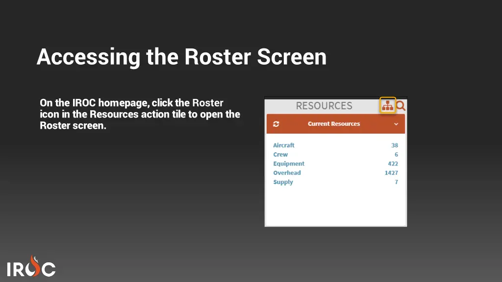 accessing the roster screen