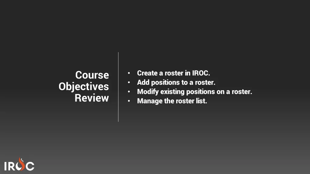 course objectives review