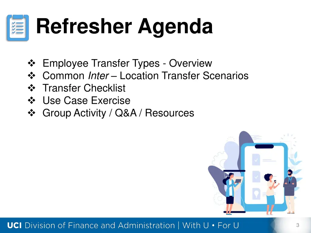 refresher agenda
