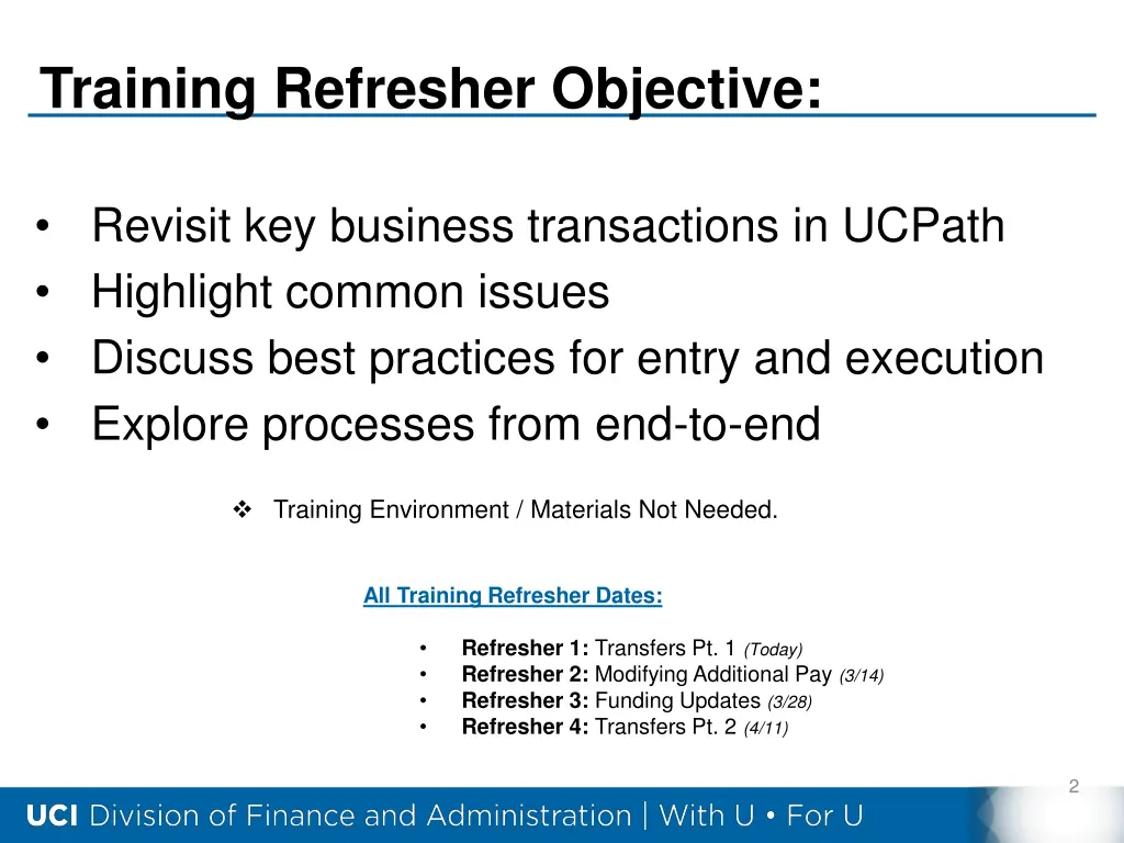 training refresher objective