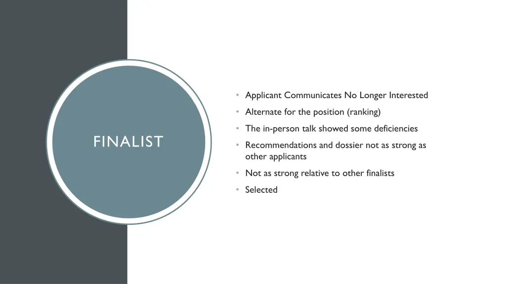 applicant communicates no longer interested 1
