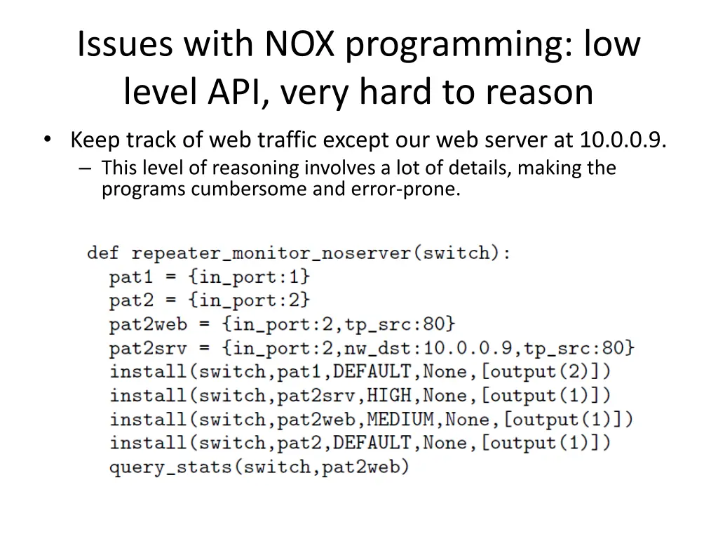issues with nox programming low level api very