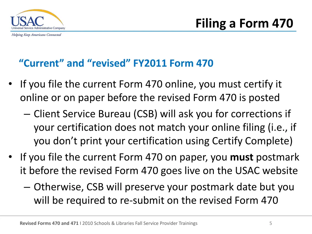 filing a form 470 1