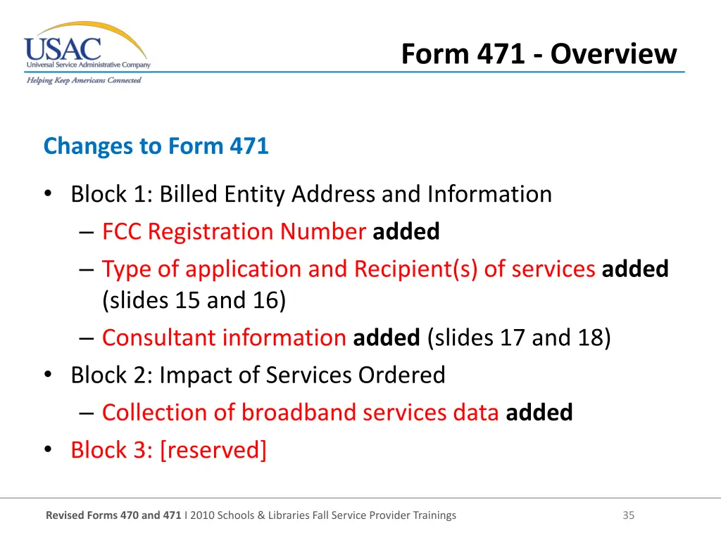 form 471 overview