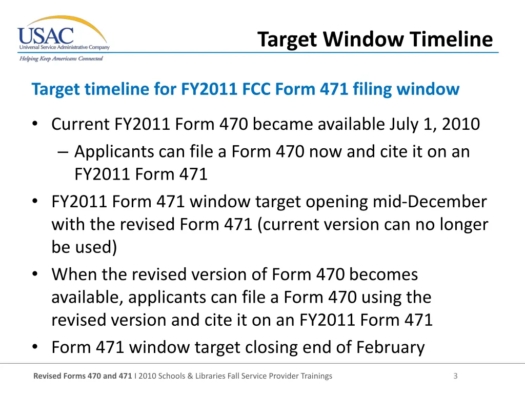 target window timeline