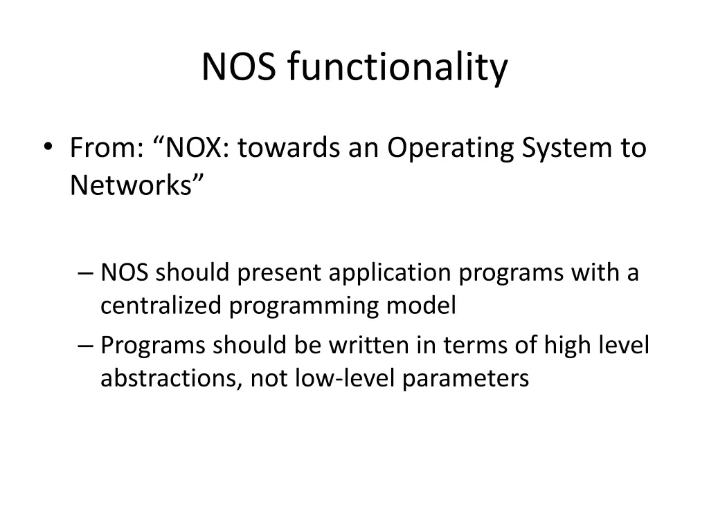 nos functionality