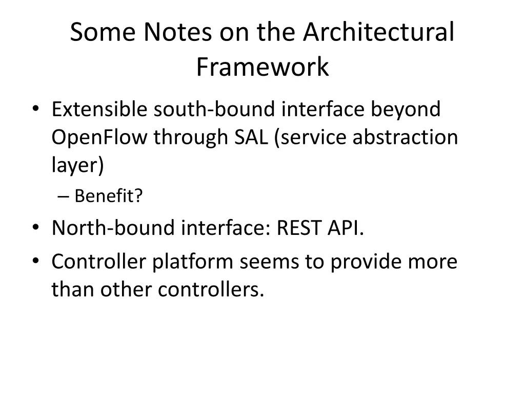 some notes on the architectural framework