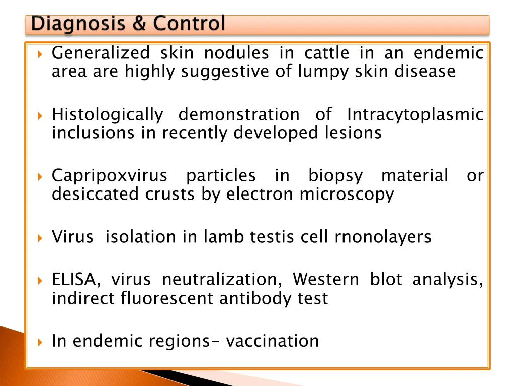 generalized skin nodules in cattle in an endemic