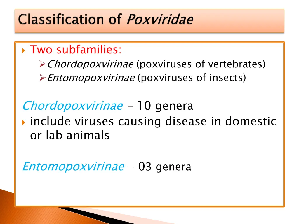 two subfamilies chordopoxvirinae poxviruses