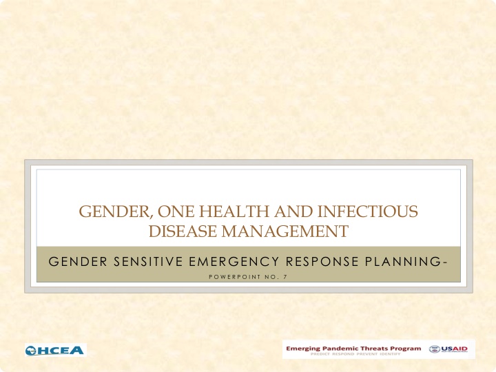 gender one health and infectious disease