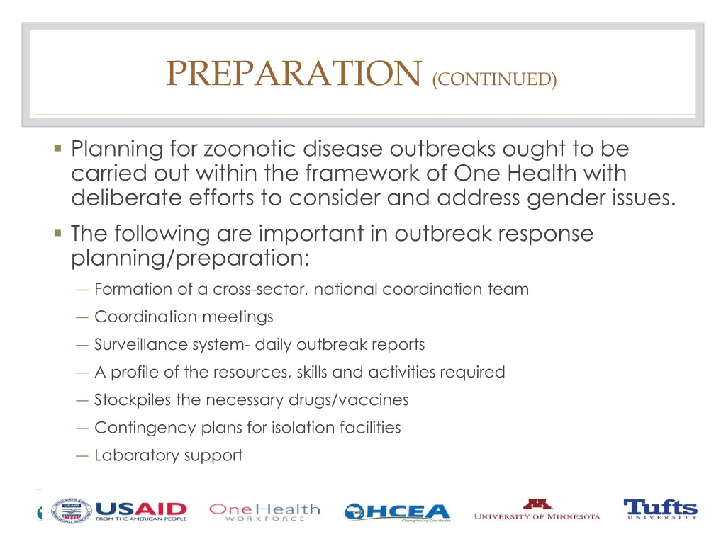 preparation continued