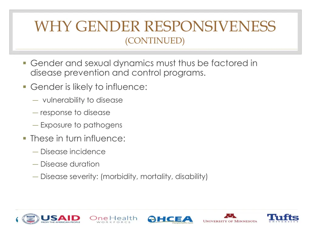 why gender responsiveness continued