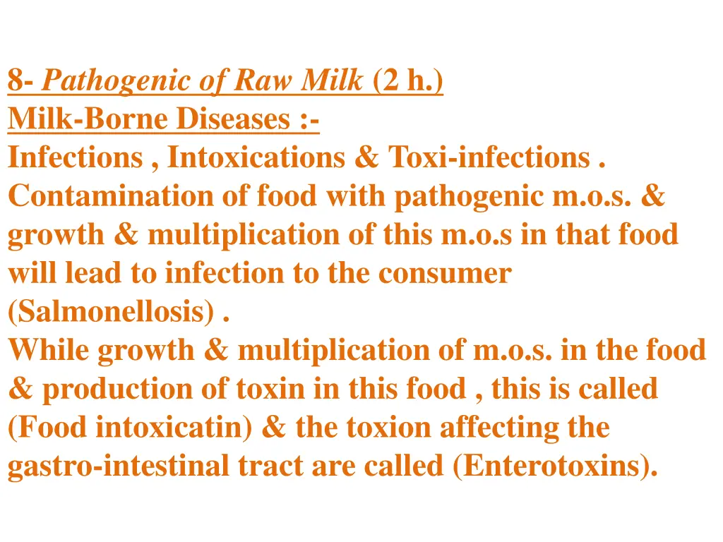 8 pathogenic of raw milk 2 h milk borne diseases