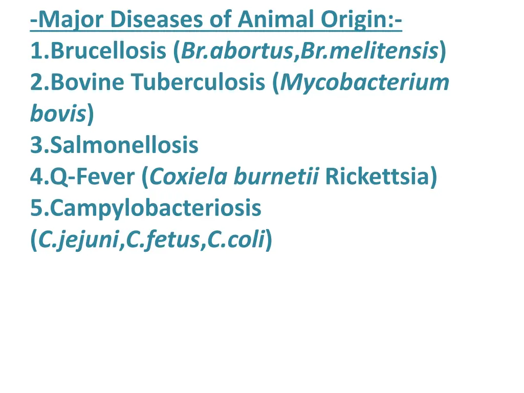 major diseases of animal origin 1 brucellosis